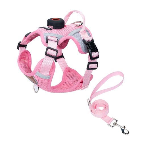 Breathable Mesh Dog Harness with AirTag Holder & Leash Set