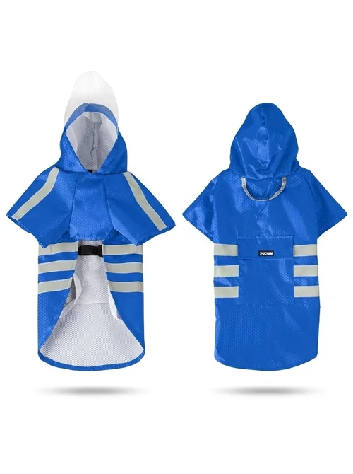 Reflective Waterproof Dog Raincoat with Hood & Leash Hole