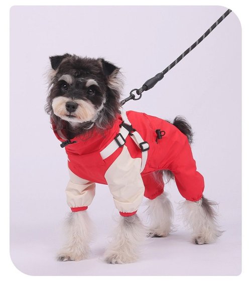 Waterproof Pet Raincoat Jumpsuit with Harness - All-Weather Dog Coat