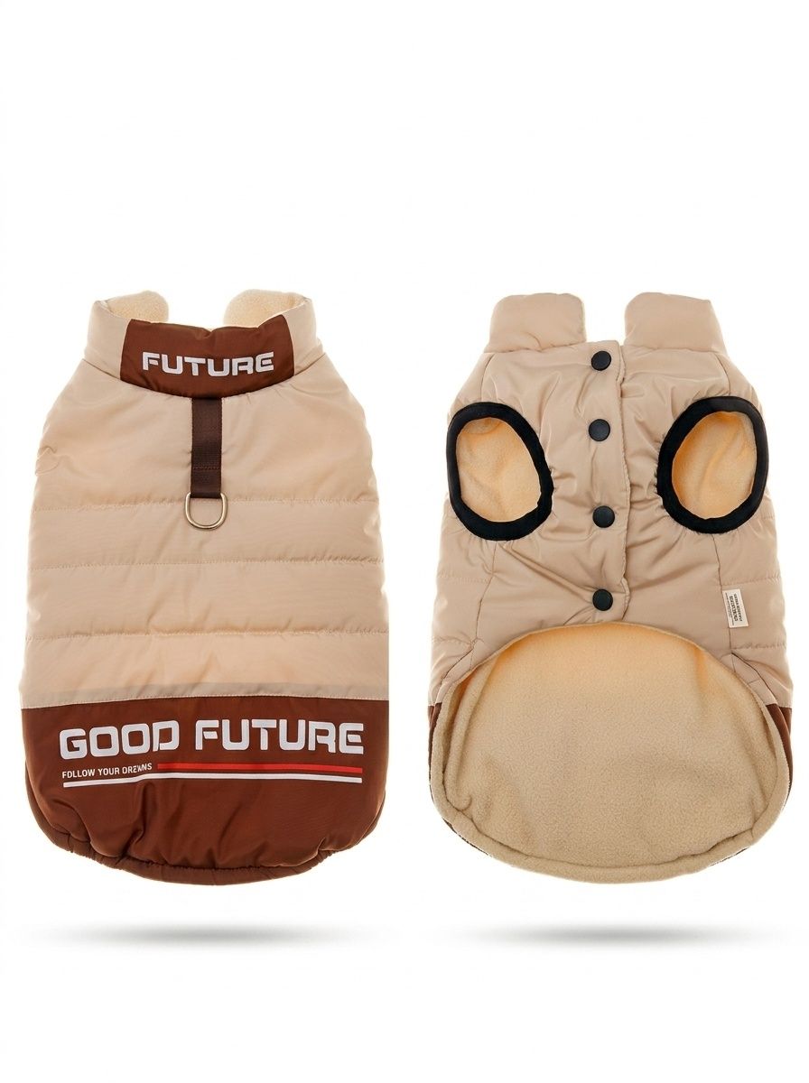Warm Winter Pet Puffer Vest Coat with D-Ring & Reflective Text