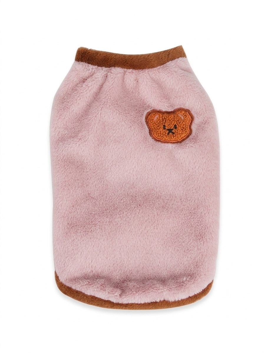 Cozy Pet Fleece Sweater with Bear Embroidery for Cats & Small Dogs