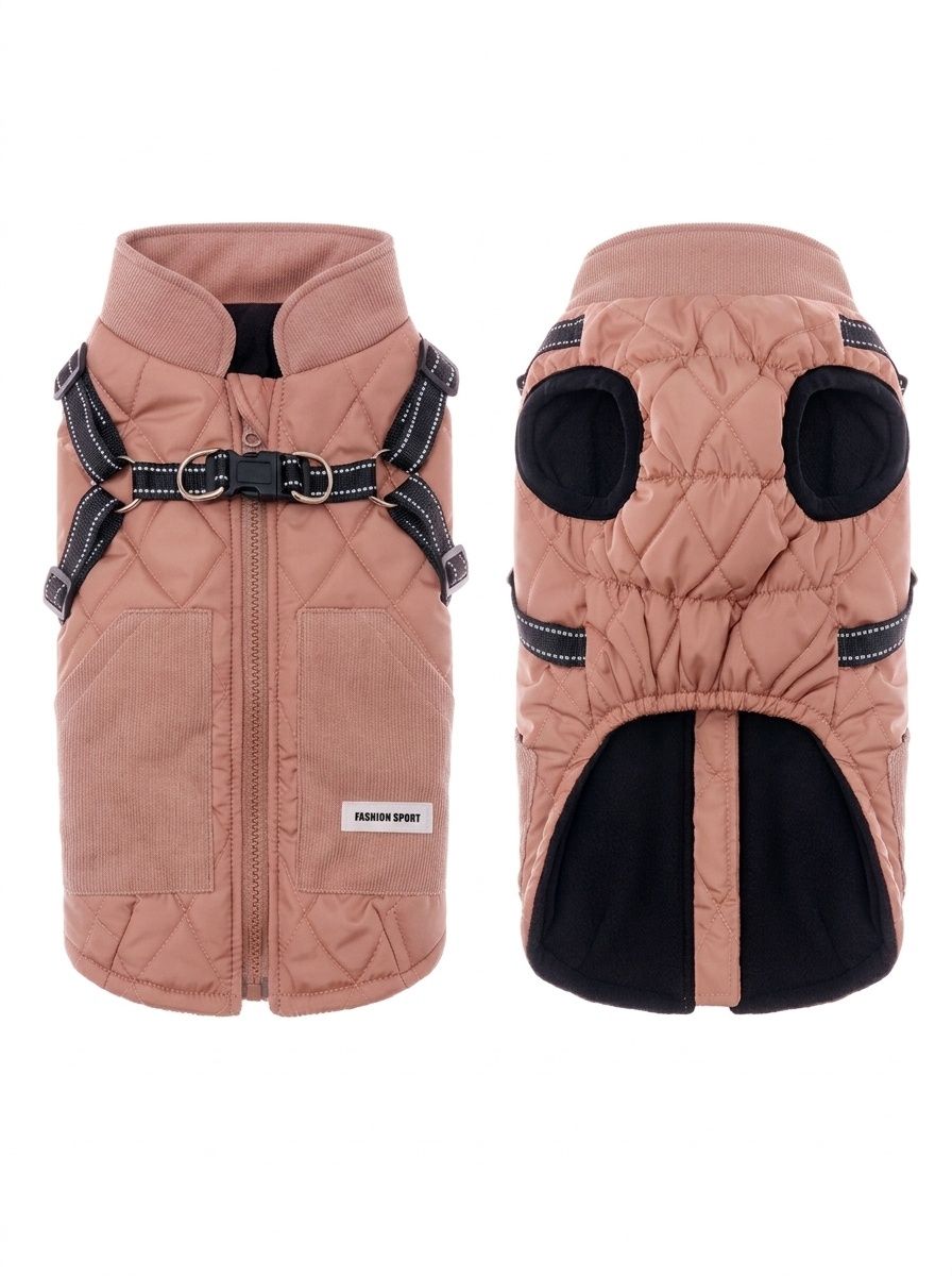 Warm Dog Vest Harness with Reflective Straps & Zipper