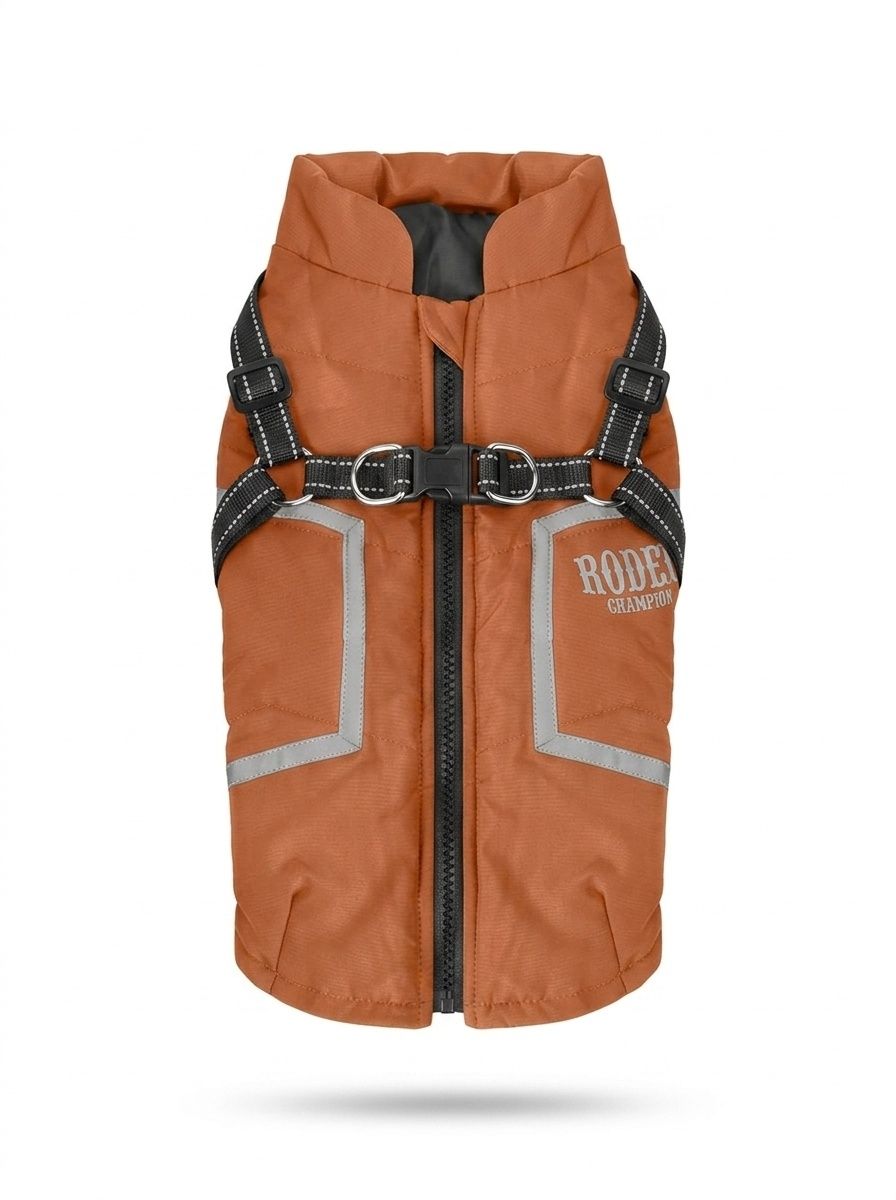Warm Winter Dog Coat with Built-in Harness & Reflective Trim