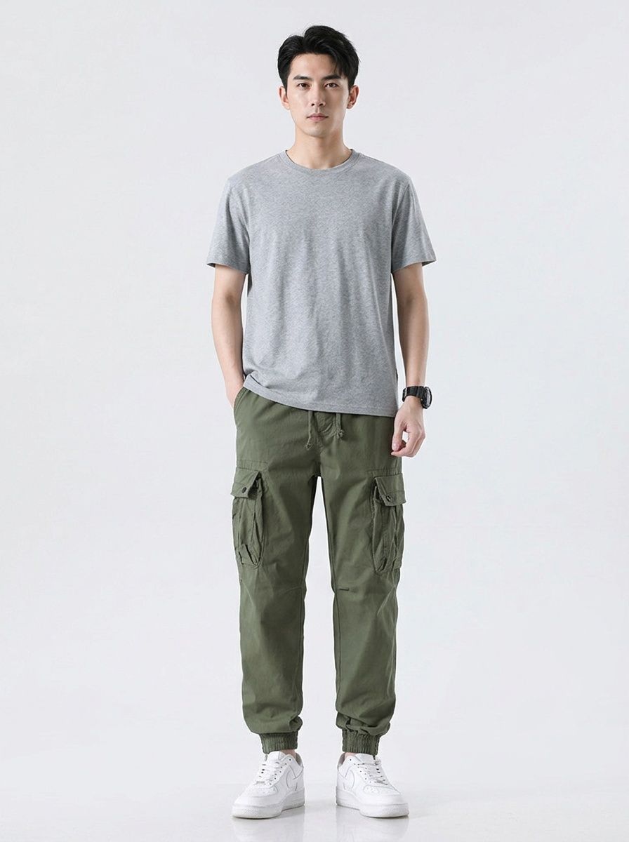 Retro Stretch Fit Tapered Men's Cargo Pants for Functional Casual Wear