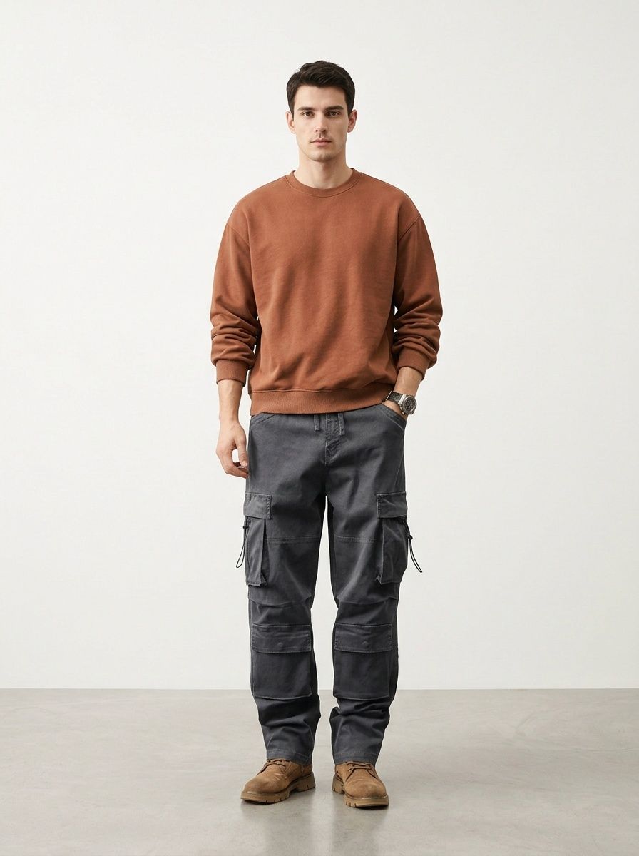 Pantaloni cargo da uomo con multitasche, ispirati allo stile vintage, ideali per il tempo libero all'aperto.