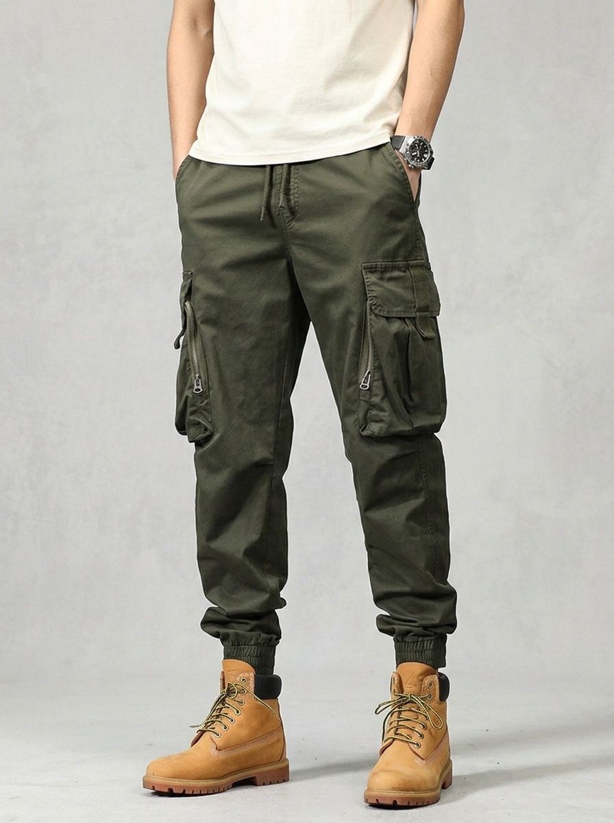 Vintage Tapered Fit Men's Cargo Pants for Casual Streetwear