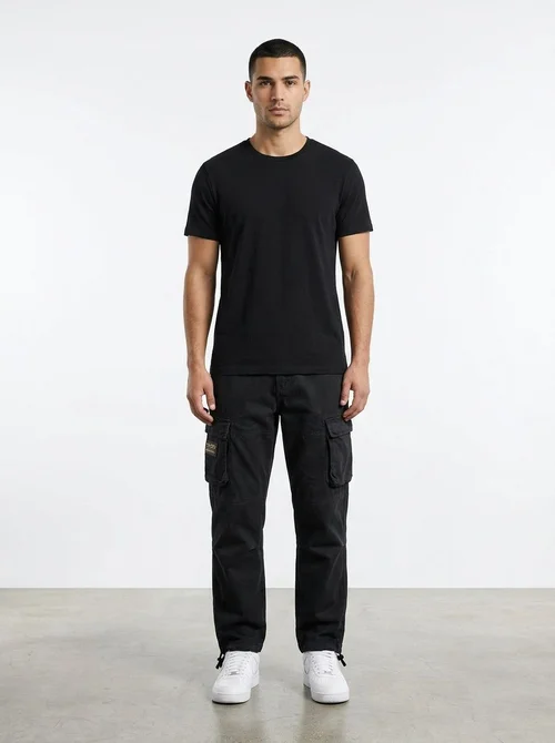 Loose Fit Vintage Drawstring Cuffed Men's Cargo Pants for Casual Wear
