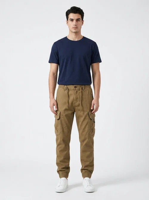 Vintage Multi-Pocket Cuffed Men's Cargo Pants for Outdoor Casual Wear