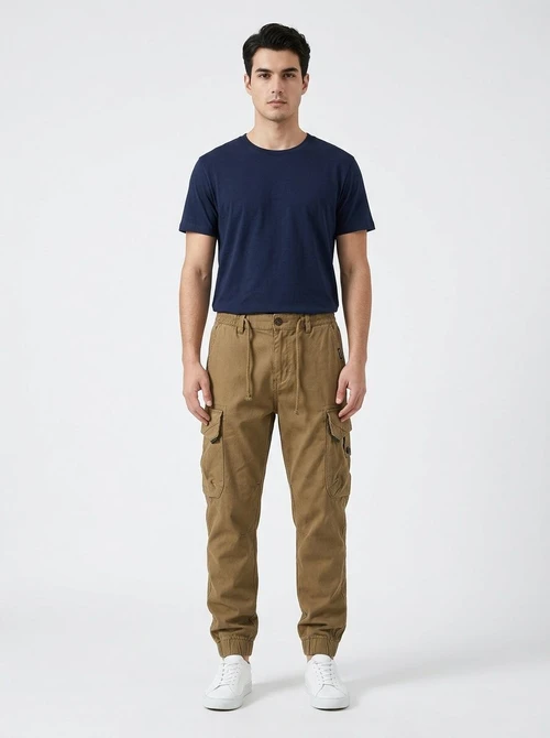 Vintage Multi-Pocket Cuffed Men's Cargo Pants for Outdoor Casual Wear