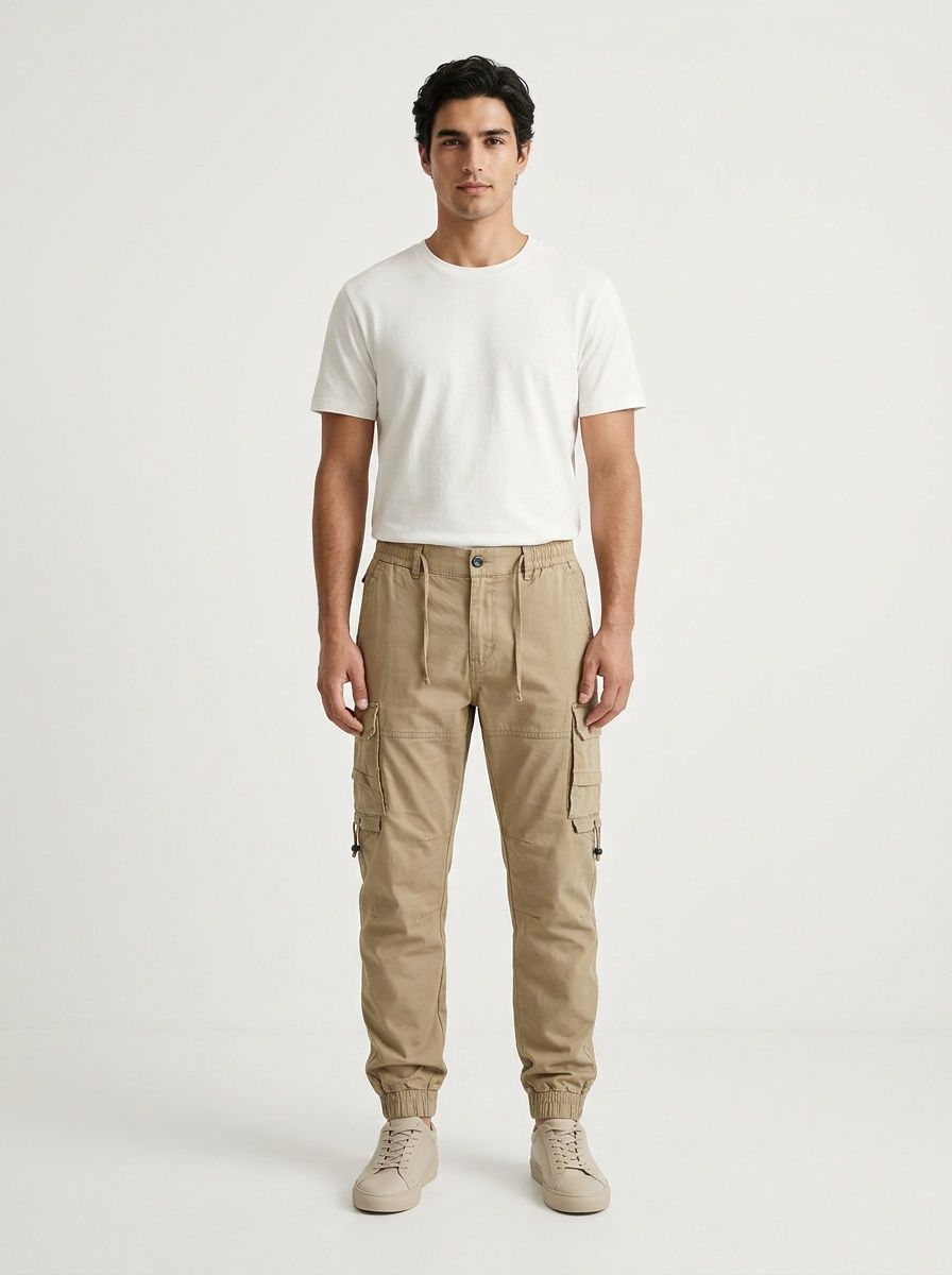 Simple Straight Fit Multi-Pocket Men's Cargo Pants for Casual Wear