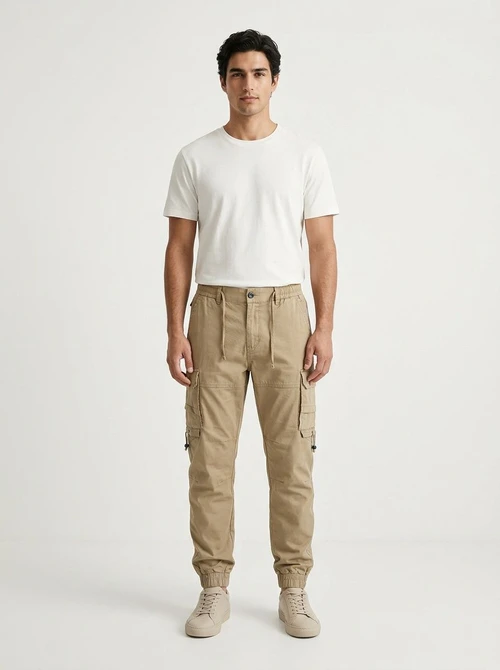 Simple Straight Fit Multi-Pocket Men's Cargo Pants for Casual Wear