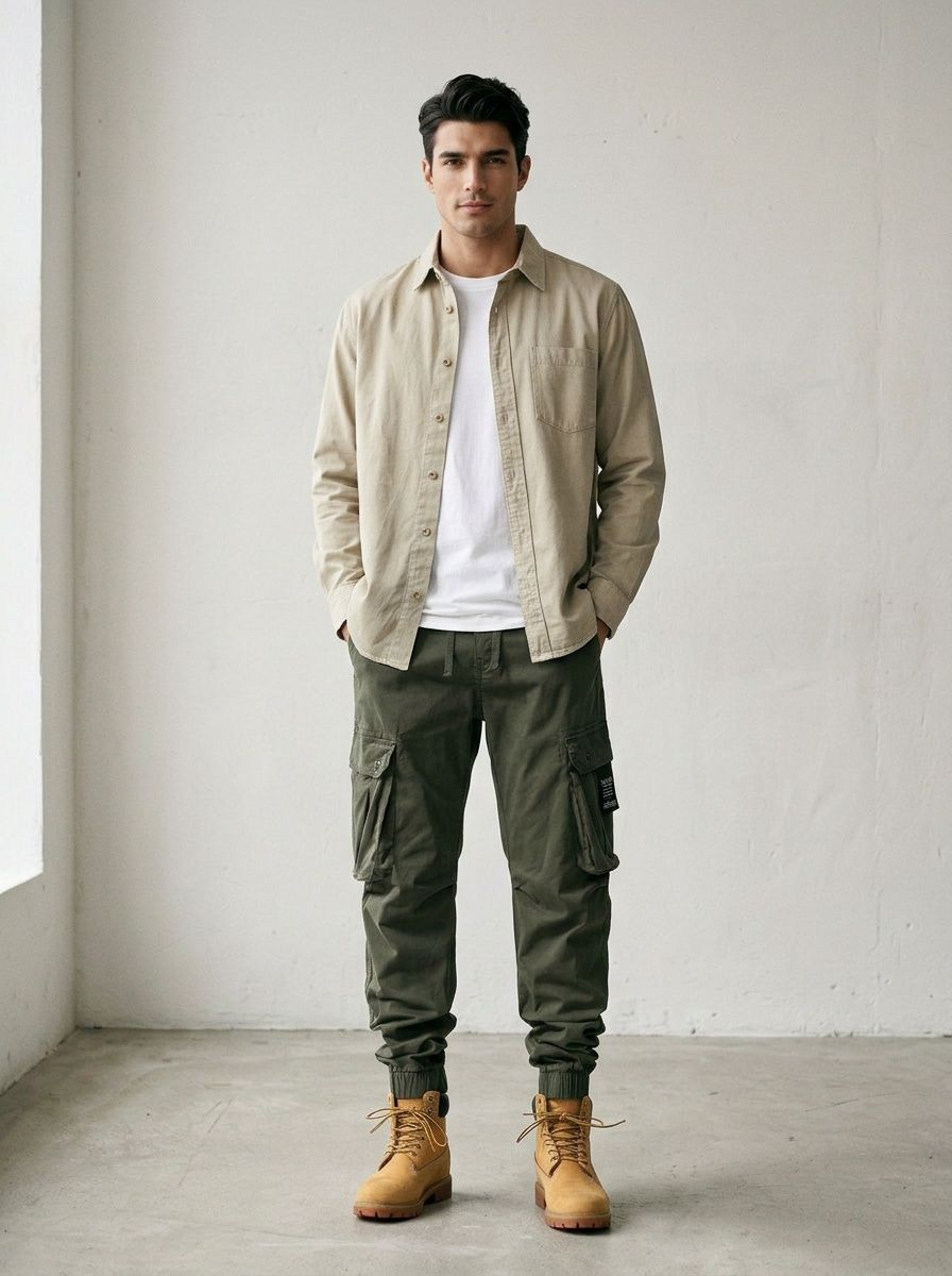 Vintage Straight Fit Relaxed Men's Cargo Pants for Summer Casual Wear