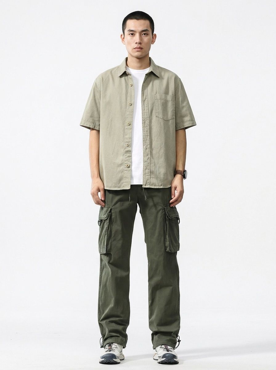 Loose Fit Straight Leg Men's Cargo Pants for Spring Casual Wear