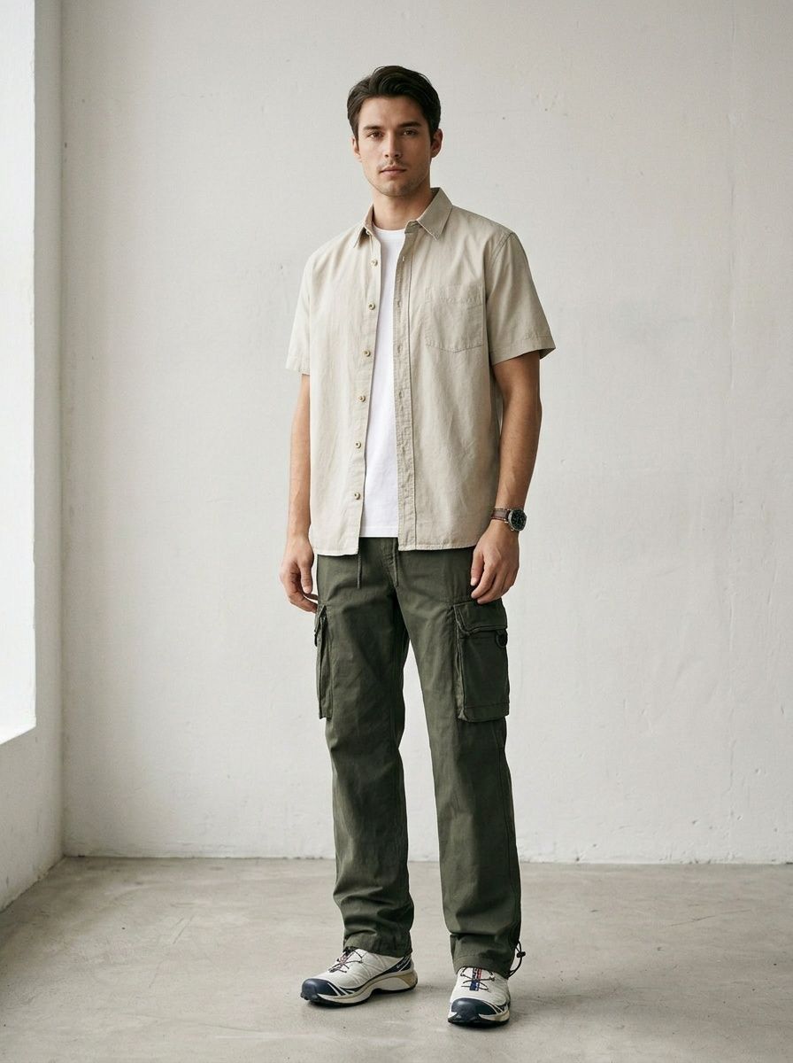 Retro Style Multi-Pocket Men's Cargo Pants for Spring Casual Wear