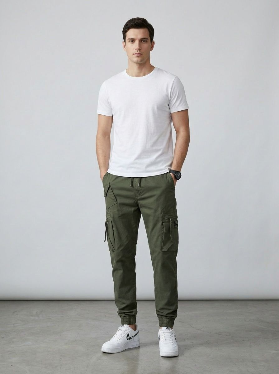 Lightweight Stretch Fit Multi-Pocket Men's Cargo Pants for Outdoor Casual Wear