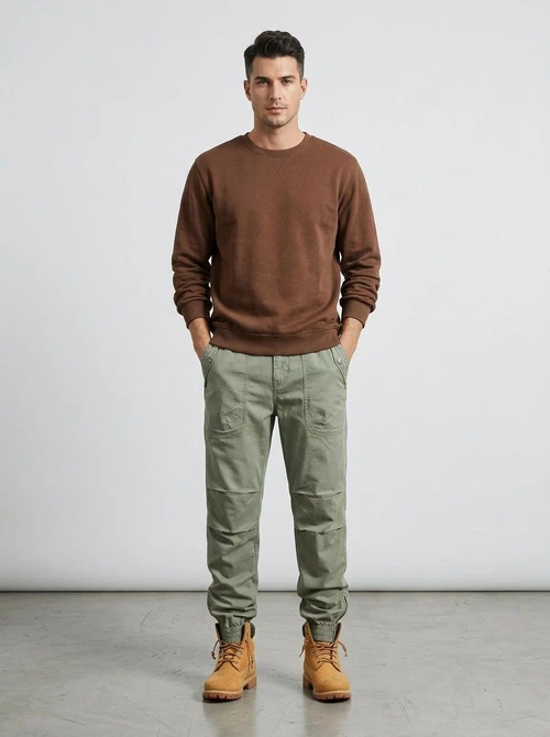 Pleated Multi-Pocket Stretch Fit Men's Cargo Pants for Casual Wear