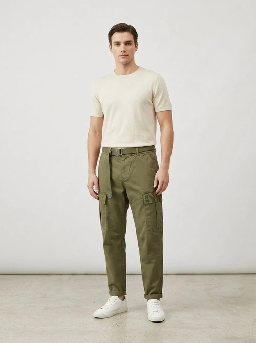 Straight Fit Multi-Pocket Men's Cargo Pants for Casual Winter Wear
