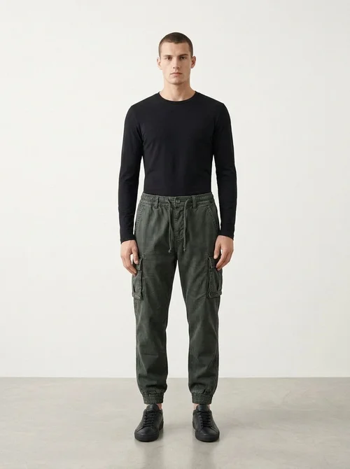 Slim Fit Thickened Men's Cargo Pants for Winter Casual Wear