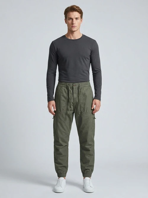 Slim Fit Stretch Vintage Cuffed Men's Cargo Pants for Casual Wear