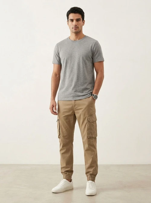 Classic Minimalist Stretch Men's Cargo Pants for Casual Outdoor Wear