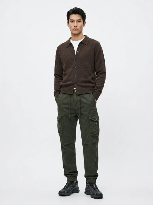 Functional Multi-Pocket Men's Cargo Pants for Outdoor Hiking and Casual Wear