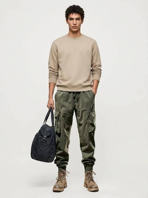Loose Fit Thermal Cuffed Men's Cargo Pants for Outdoor Casual Winter Wear