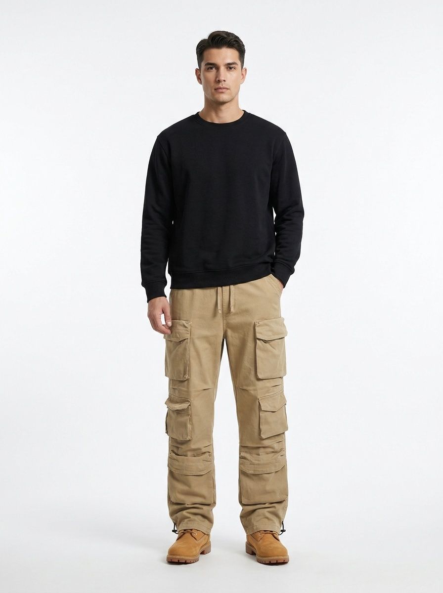 Vintage Multi-Pocket Men's Cargo Pants for Outdoor Casual Wear