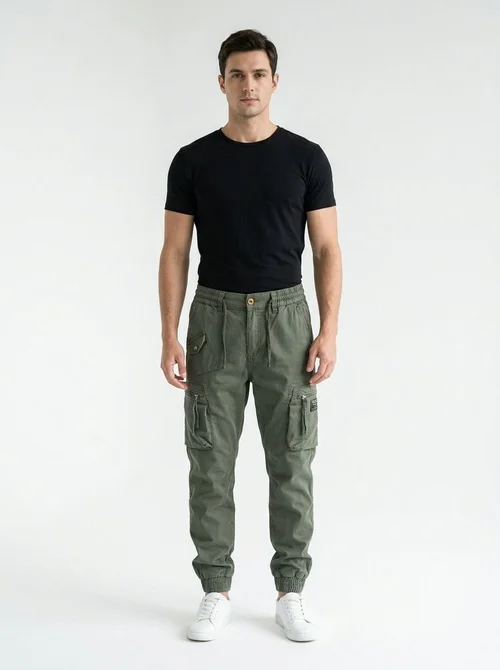 Elastic Retro Functional Tapered Men's Cargo Pants for Casual Outdoor Wear