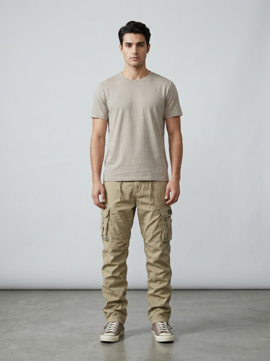 Vintage Style Multi-Pocket Tapered Men's Cargo Pants for Outdoor Casual Wear