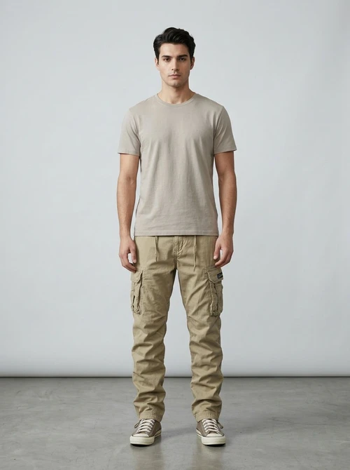 Vintage Style Multi-Pocket Tapered Men's Cargo Pants for Outdoor Casual Wear