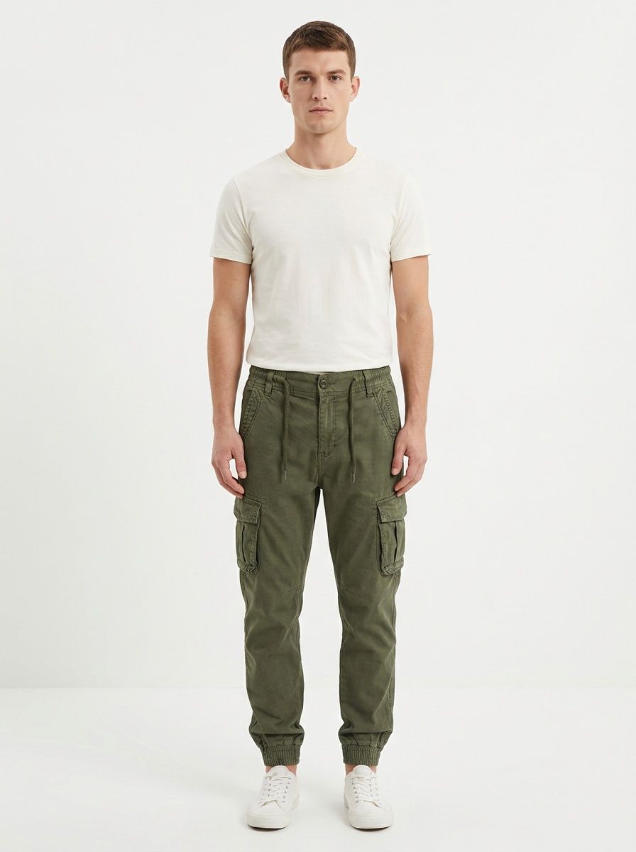 Multi-Pocket Stretch Fit Tapered Men's Cargo Pants
