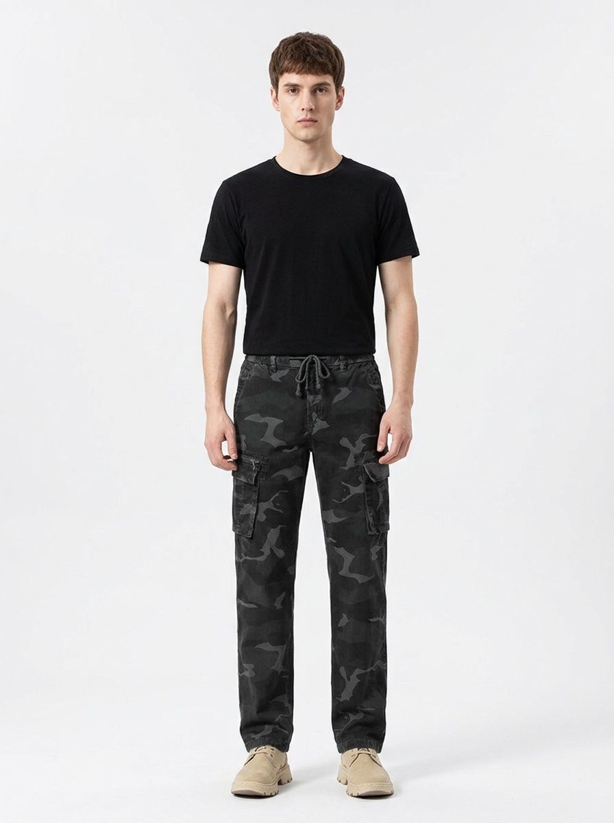 Straight Leg Camouflage Multi-Pocket Men's Cargo Pants for Casual Streetwear