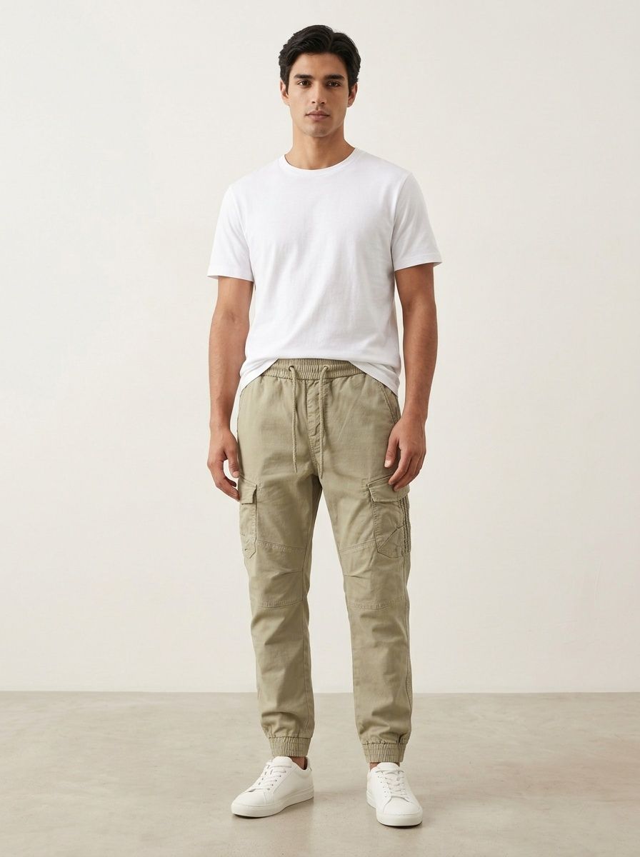 Vintage-Inspired Tapered Fit Stretch Men's Cargo Pants for Casual Wear