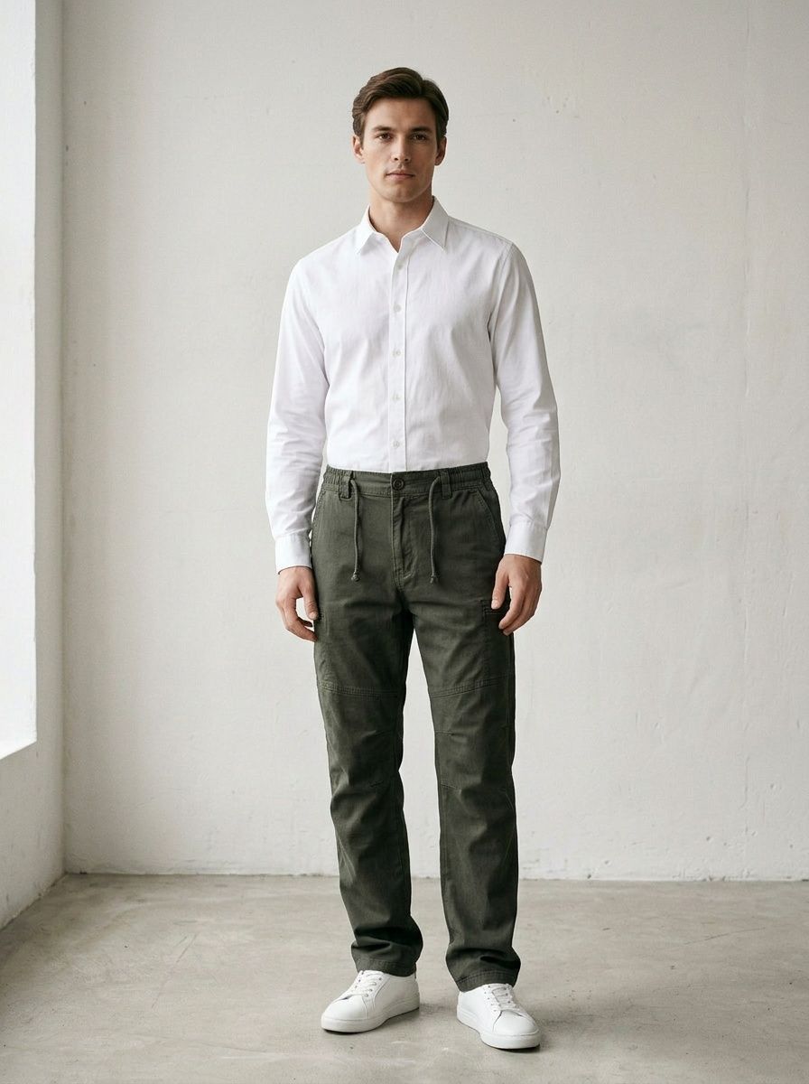 Vintage Fleece-Lined Multi-Pocket Men's Cargo Pants for Casual Winter Wear