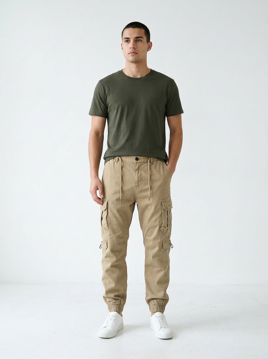 Multi-Pocket Tapered Streetwear Men's Cargo Pants for Autumn Casual Wear