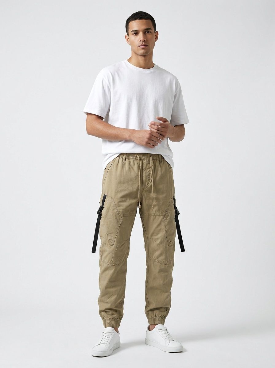 Loose Fit Tapered Men's Cargo Pants for Casual Outdoor Wear