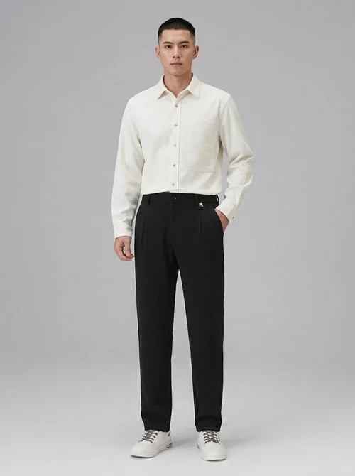 Fleece-Lined Straight Leg Men's Cargo Pants for Winter Casual Wear