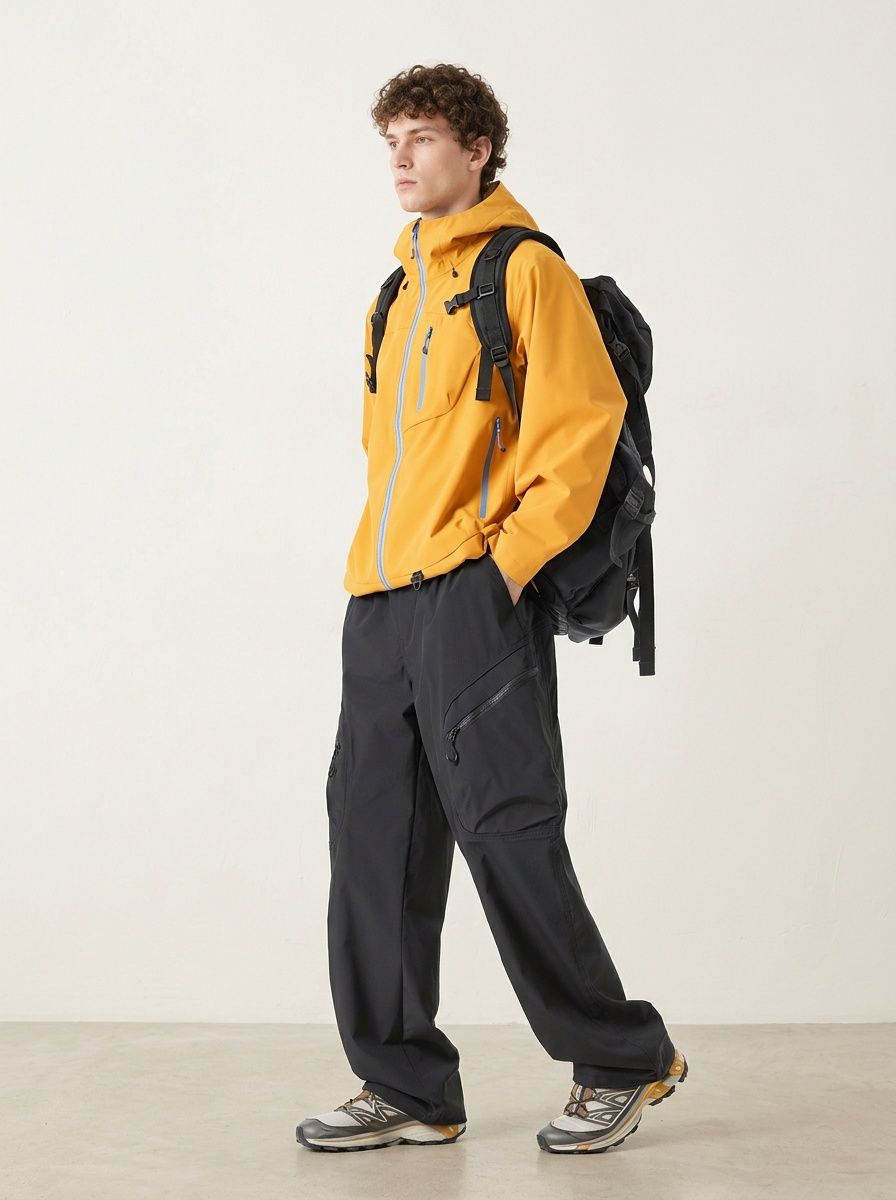 Simple Vintage Style Multi-Pocket Men's Cargo Pants with a Wide-Leg Fit