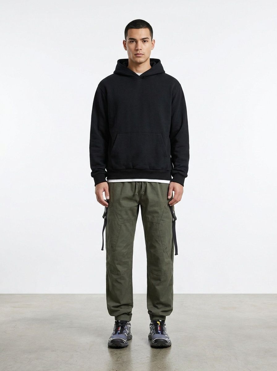 Relaxed Fit Cuffed Men's Cargo Pants for Spring and Autumn Casual Wear
