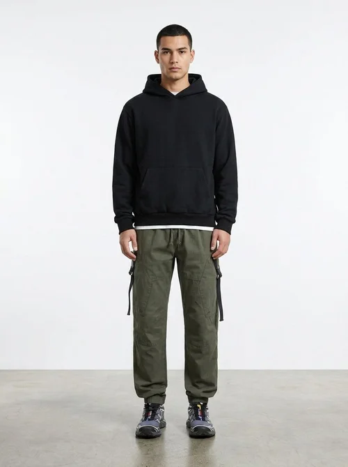 Relaxed Fit Cuffed Men's Cargo Pants for Spring and Autumn Casual Wear