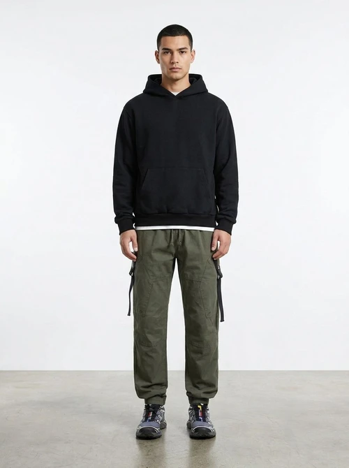 Relaxed Fit Cuffed Men's Cargo Pants for Spring and Autumn Casual Wear
