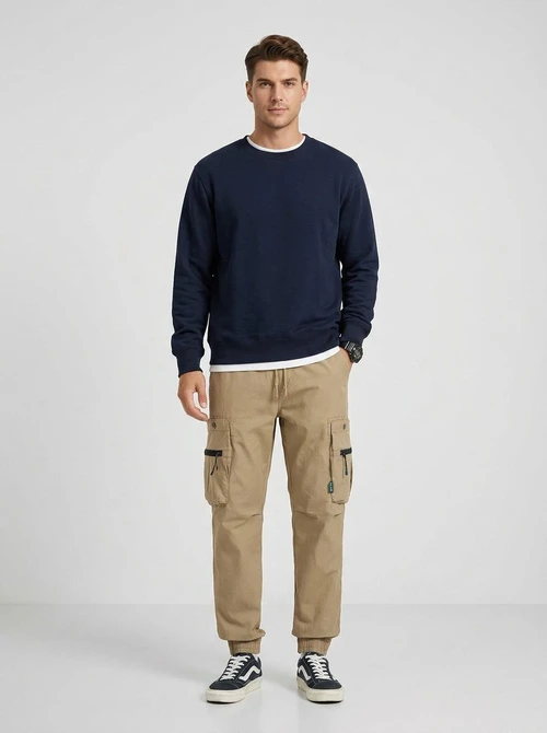 Functional Multi-Pocket Vintage Cuffed Men's Cargo Pants for Casual Wear