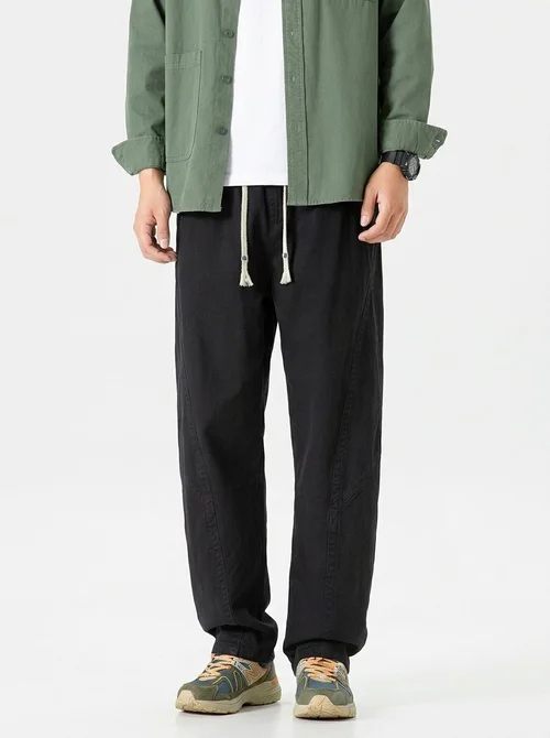 Loose Fit Wide-Leg Men's Cargo Pants for Casual Outdoor Wear