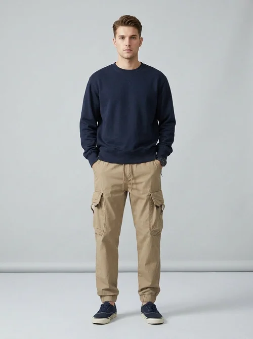 Relaxed Fit Retro Cuffed Men's Cargo Pants for Casual Outdoor Wear