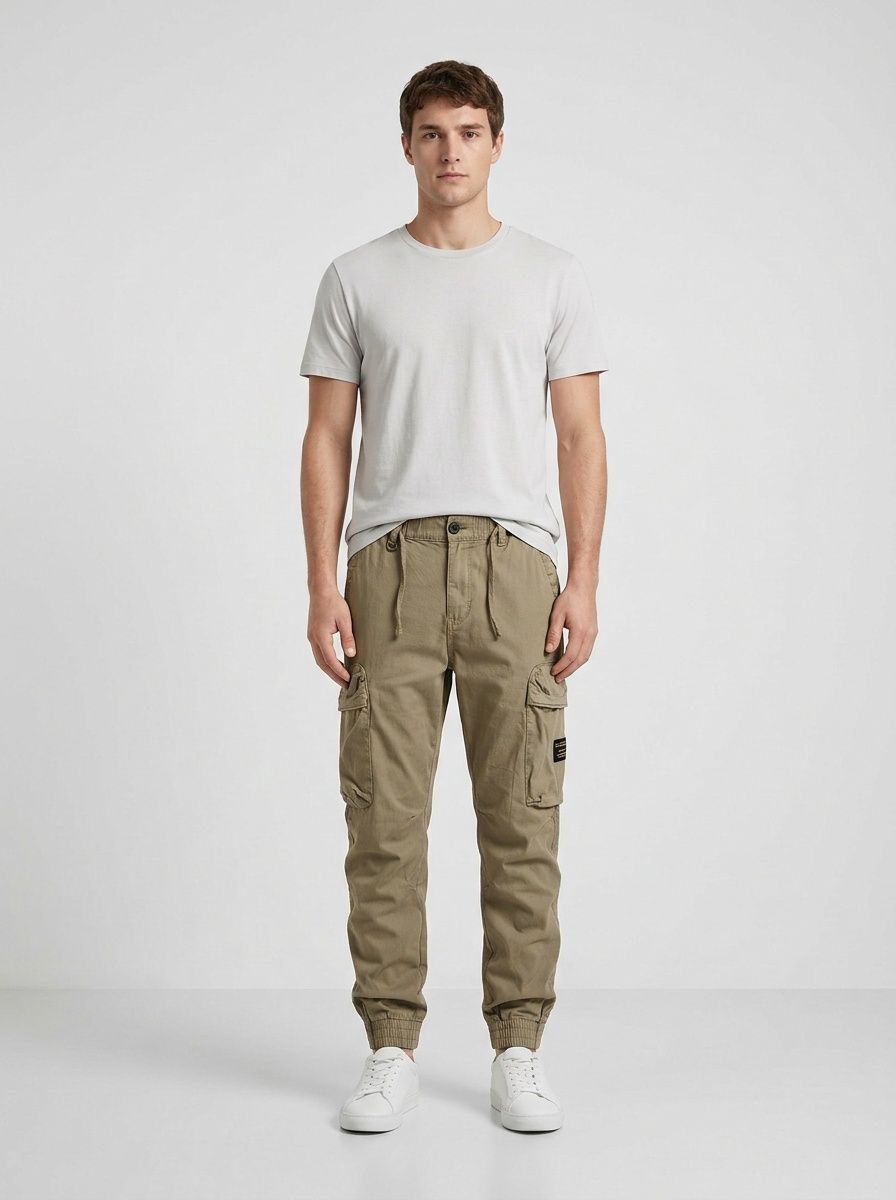 Tapered Retro Multi-Pocket Men's Cargo Pants for Casual Wear