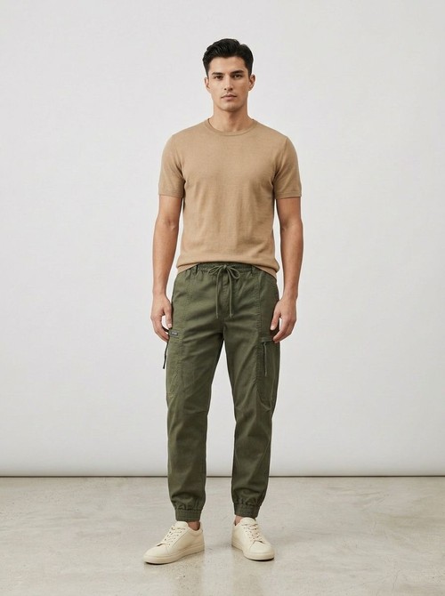 Functional Multi-Pocket Men's Tapered Cargo Pants for Casual Wear