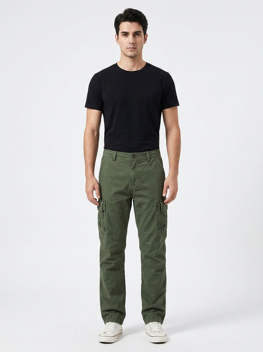 Loose Fit Straight Leg Multi-Pocket Men's Cargo Pants for Outdoor Casual Wear