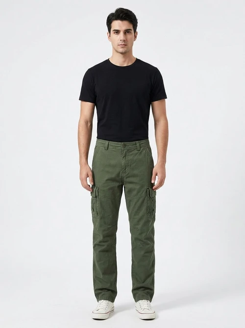 Loose Fit Straight Leg Multi-Pocket Men's Cargo Pants for Outdoor Casual Wear