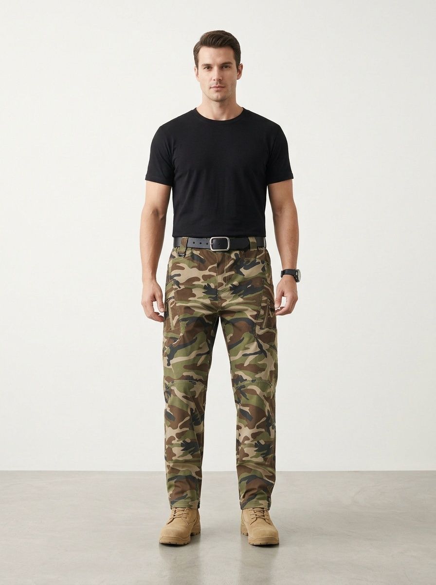 Relaxed Fit Camouflage Men's Cargo Pants for Summer and Autumn Outdoor Wear
