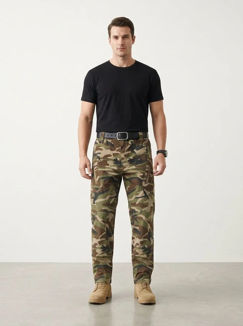 Relaxed Fit Camouflage Men's Cargo Pants for Summer and Autumn Outdoor Wear